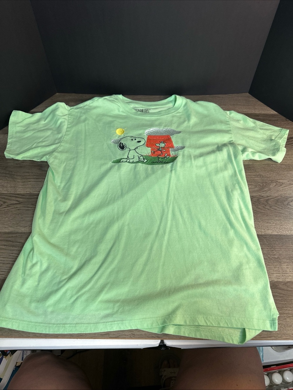 Peanuts Light Green Snoopy & Woodstock Short Sleeve Tee